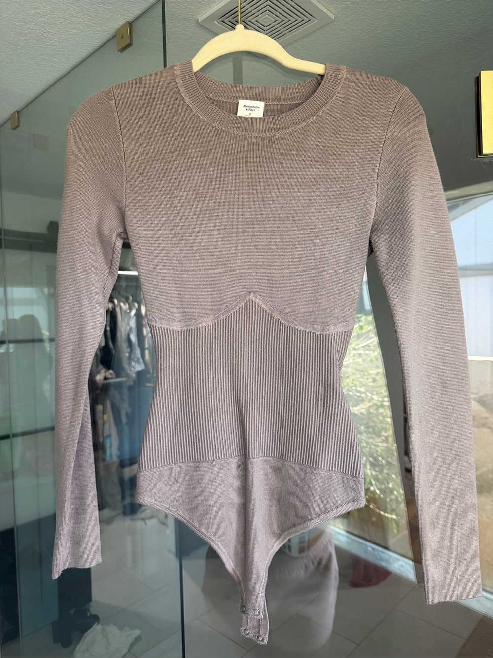 Abercrombie & Fitch Long Sleeve Taupe Bodysuit